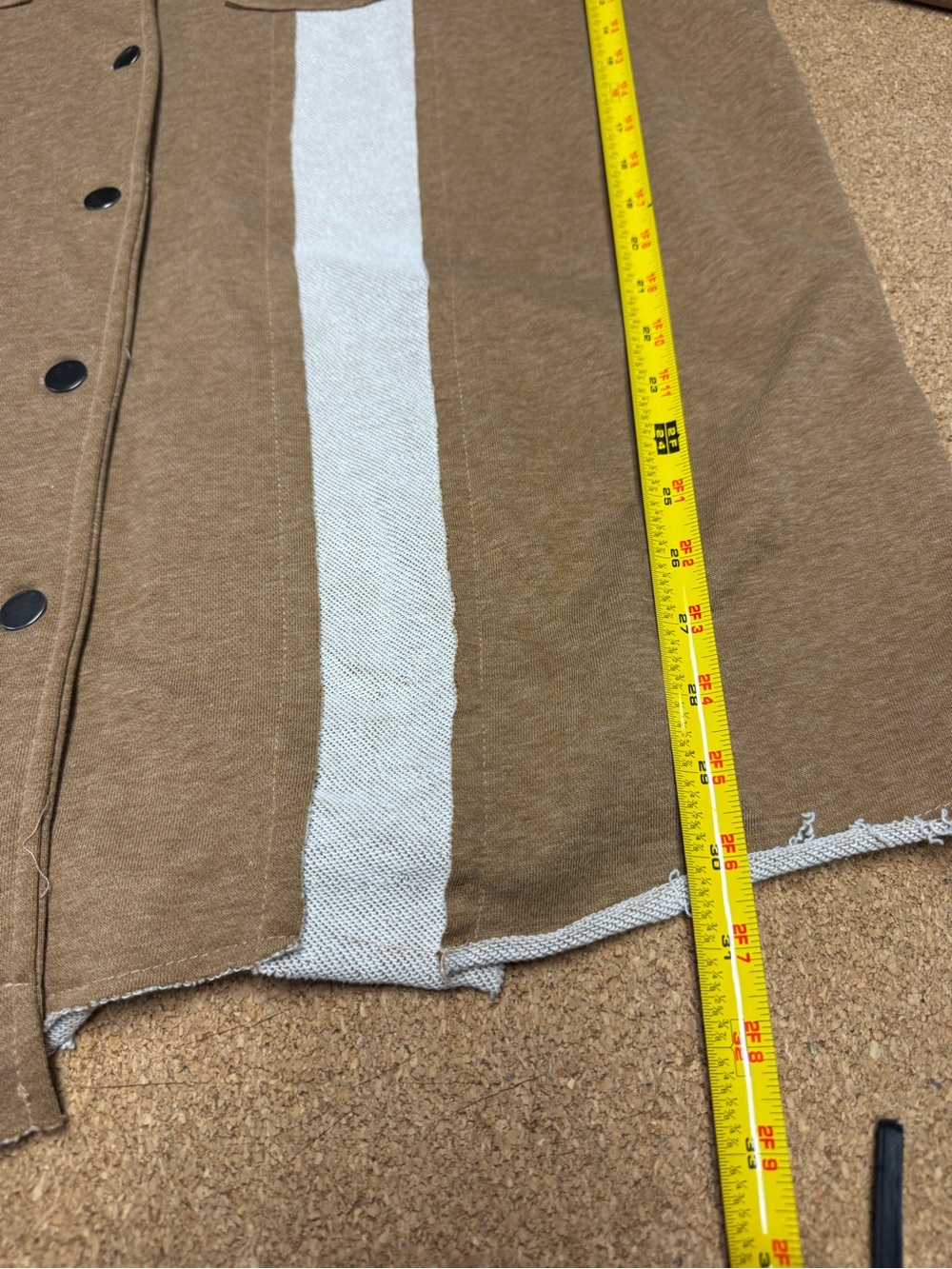 POL Oversized Hooded Shacket Jacket Large Brown Cream Colorblock Raw Hem Boho C - Picture 8 of 10